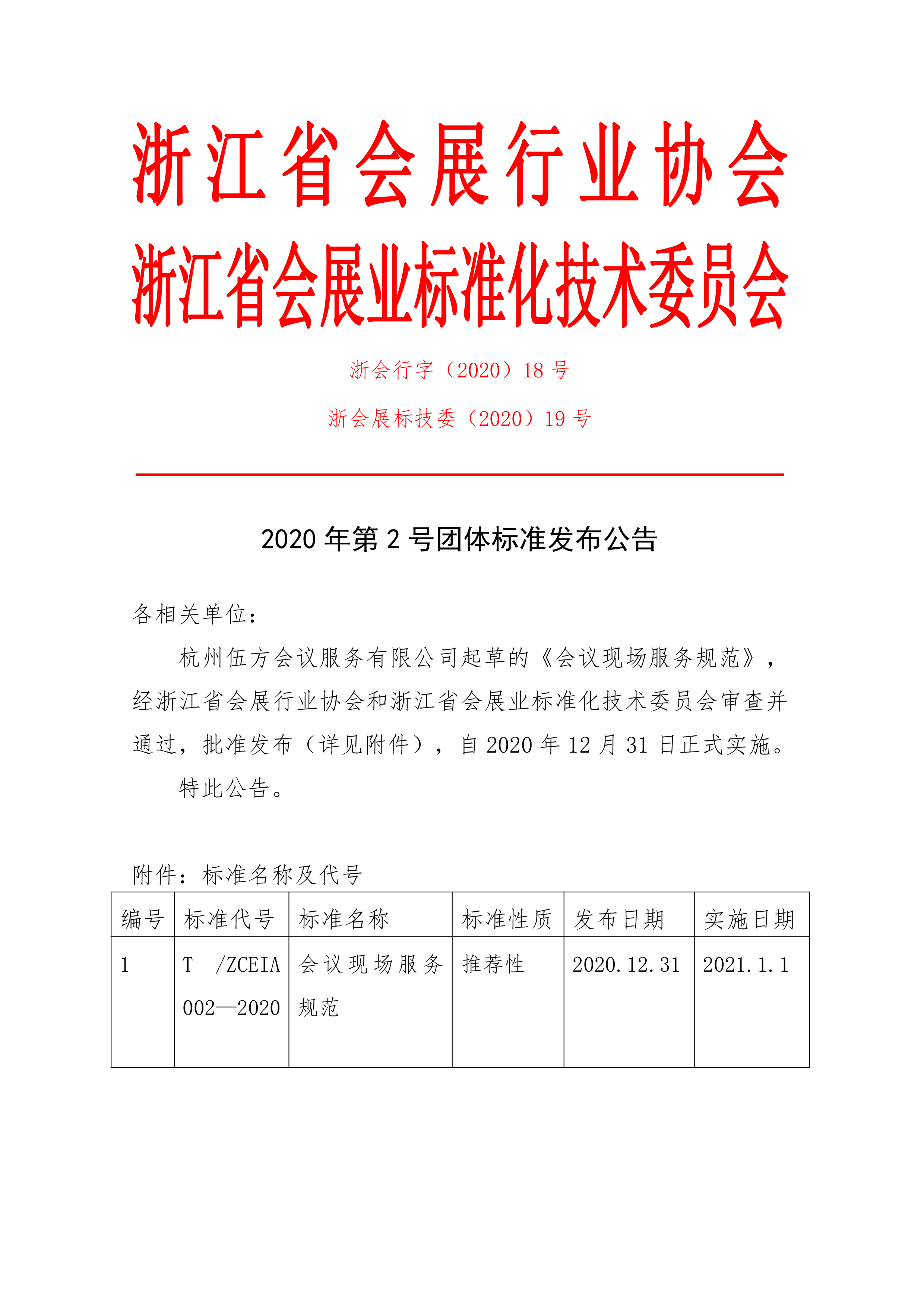 2020年第2號(hào)團(tuán)體標(biāo)準(zhǔn)《會(huì)議現(xiàn)場(chǎng)服務(wù)規(guī)范》發(fā)布公告（上）